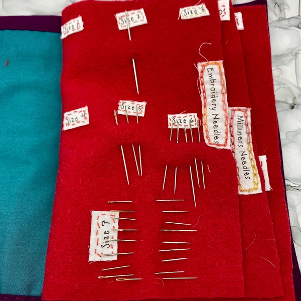 Sew-in Labels for a Needle case or Needlebook, organize your needles by type and size