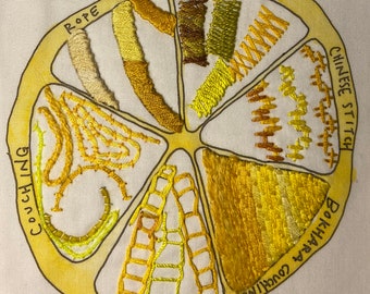 Yellow Citrus Embroidery Sampler