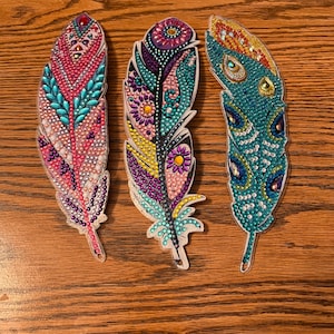 Feather Diamond Painting Bookmarks with tassel