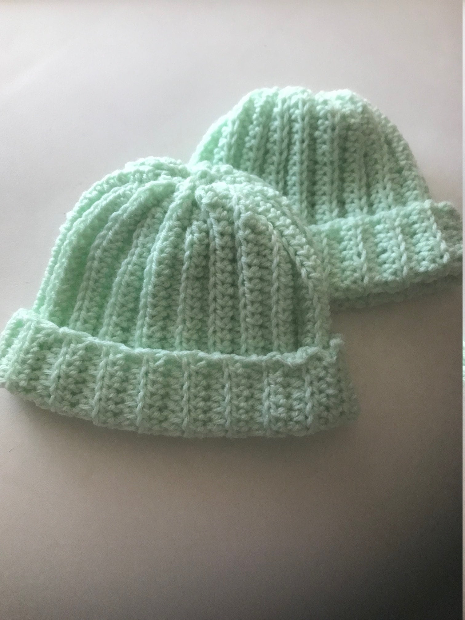 Ribbed Baby Hat 03 Months Crocheted Etsy