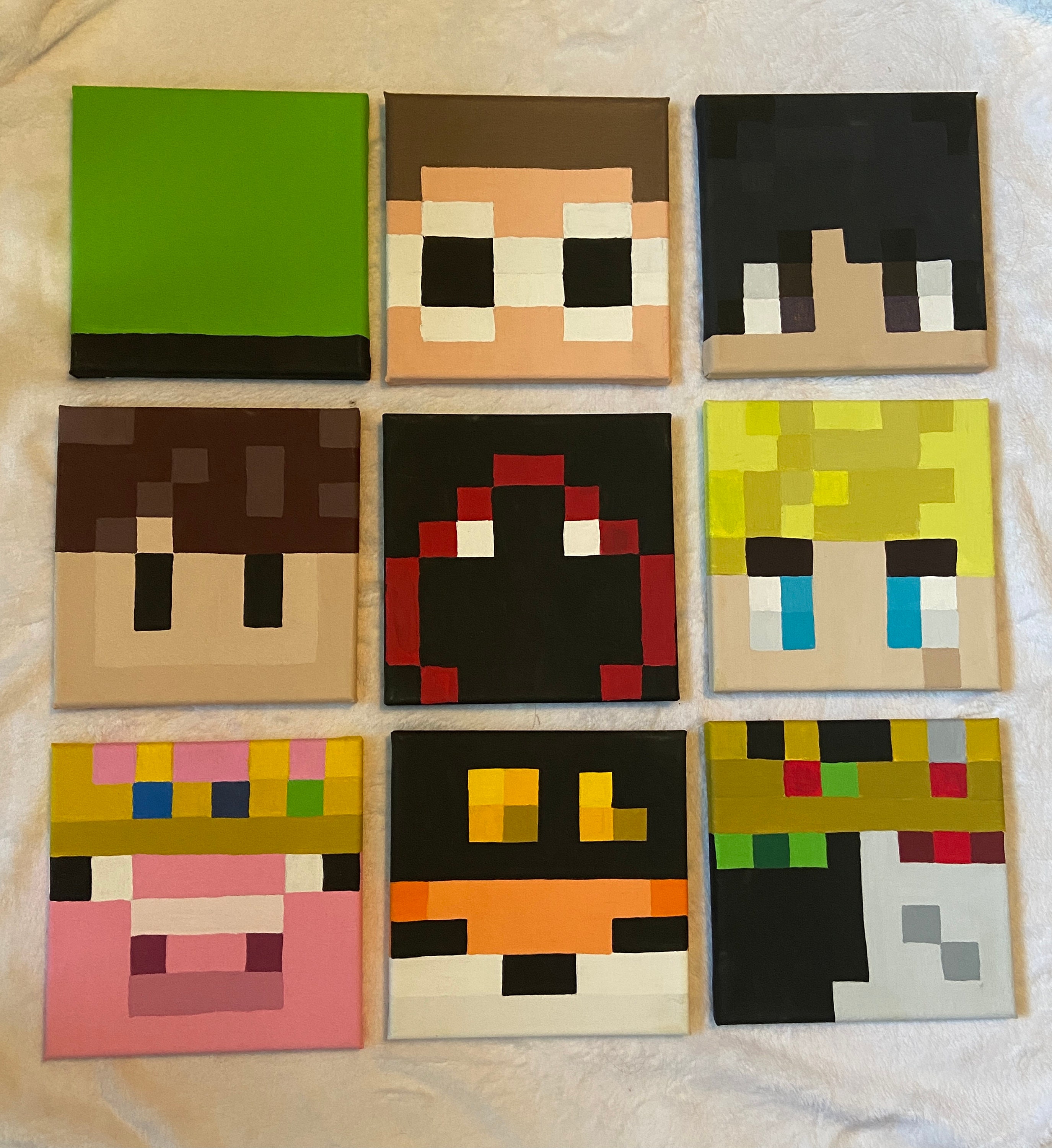 Dream SMP Minecraft Head Paintings 7x7 | Etsy