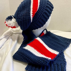 Sports Team Handmade Crochet Slouchy Hat and Scarf Set