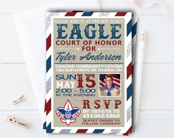 Eagle Scout Court of Honor Invitation, Eagle Scout Invitation, Boy Scouts of America Invitation, Boy Scout Invite, Boys Eagle Scout Card