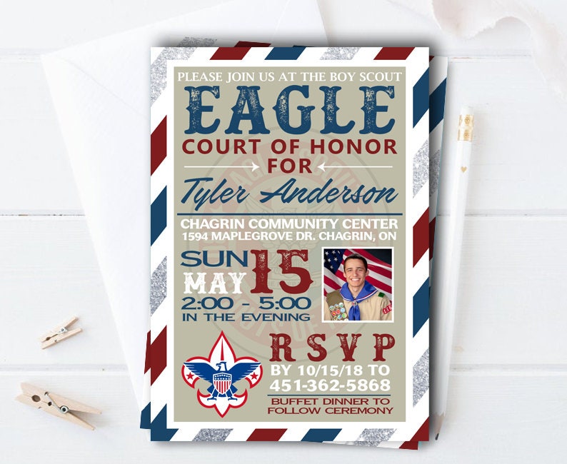 Eagle Scout Court of Honor Invitation, Eagle Scout Invitation, Boy