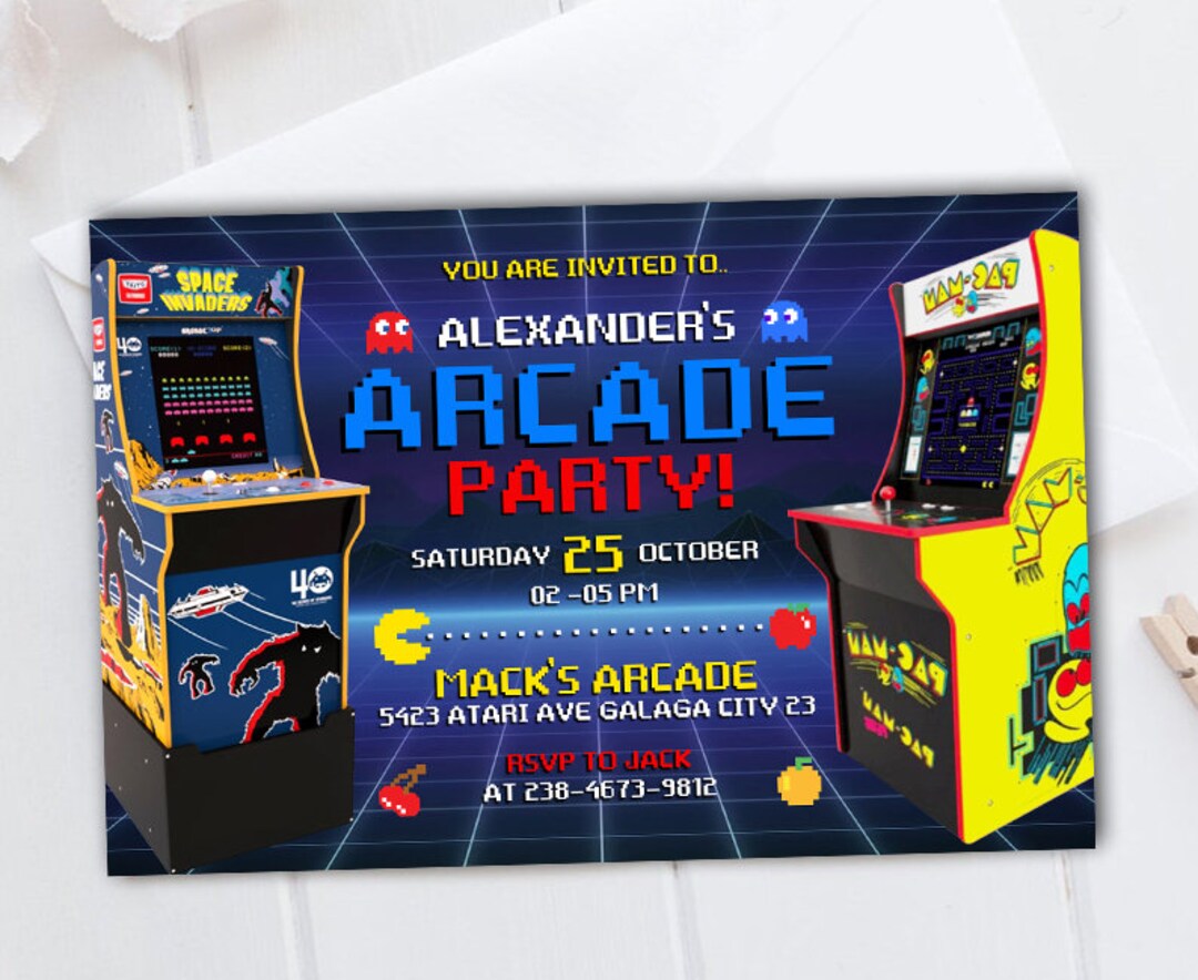 Arcade Party Invitation, Arcade Games Birthday Party, Arcade Party