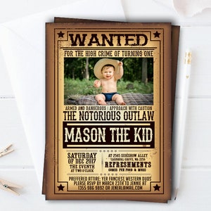 Wanted Poster Invitation, Wanted Poster, Cowboy Birthday, Cowboy Party, Cowboy Invite, Western Birthday, Western Birthday Party, Wanted Sign