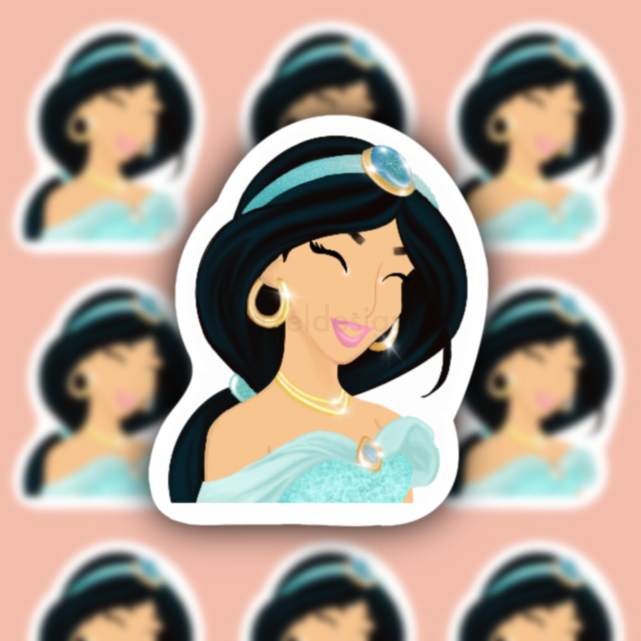 Princess Jasmine Die Cut Vinyl Sticker Waterproof Stickers Etsy