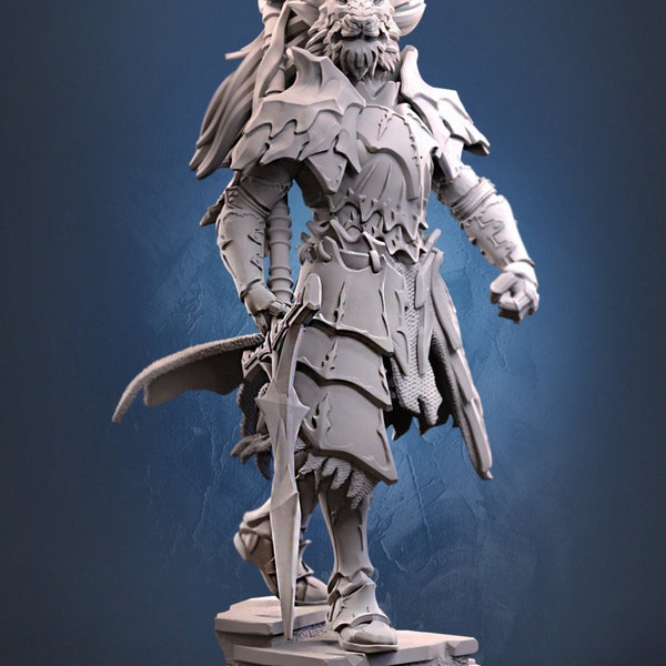 Kimba White Lion Knight - Dragun Studios - 32mm Printed Miniatures - Ideal for Tabletop RPGs - D&D - Pathfinder