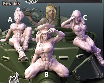 Tank Crew Pinups - Across The Realms - 32mm Printed Miniatures - Ideal for Tabletop wargames