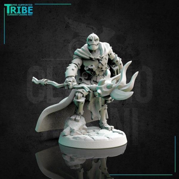 Warforged Wizard - Mage - ClaudioCasiniArt - RPGs - D&D - Pathfinder 32mm Printed Miniatures - Ideal for Tabletop RPGs