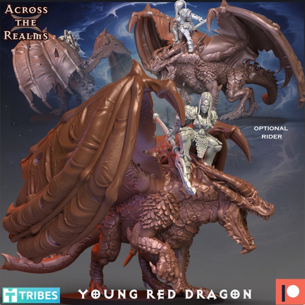 Red Dragon - Across The Realms - 32mm Printed Miniatures - Ideal for Tabletop RPGs - D&D - Pathfinder