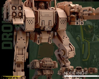 Nexus Knight - Power Armor - Mech - Grimdark - Cyberpunk - Ciencia ficción - UNIT9 - Miniaturas impresas de 32 mm - Ideal para juegos de rol de mesa - Hive