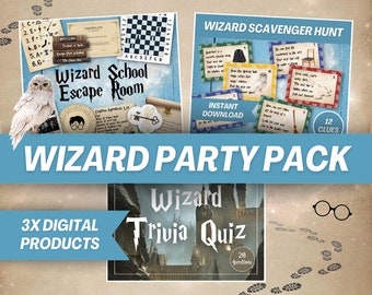 Wizard Party Pack: Escape Room, Scavenger Hunt & Trivia (Digital Download)