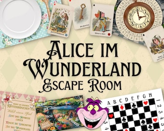 Flucht aus dem Wunderland, Digitales Escape Room Spiel, Sofortdownload Escape Game, Geburtstagspartyspiele, Wunderland Escape Room Spiel