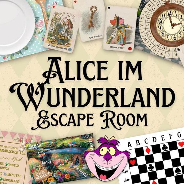 Flucht aus dem Wunderland, Digitales Escape Room Spiel, Sofortdownload Escape Game, Geburtstagspartyspiele, Wunderland Escape Room Spiel