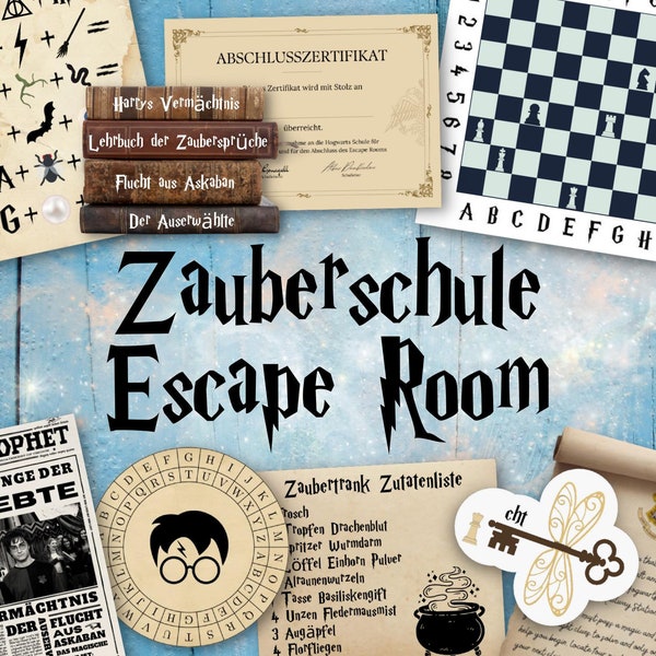 Escape Room Spiel in Zauberschule, Flucht druckbar für Kinder, Zauberer Escape Room für Kinder, Direkt-Download Escape Room