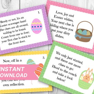 Printable Easter Scavenger Hunt Clue Cards (PDF)