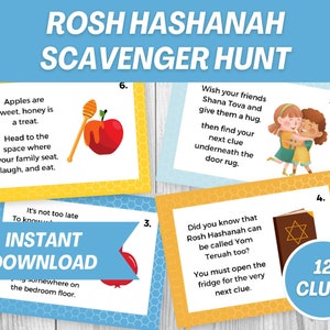 Rosh Hashanah Scavenger Hunt 2023, Fun Rosh Hashanah Activity, Activities for Kids, Scavenger Hunt Puzzle, Festive Scavenger Hunt