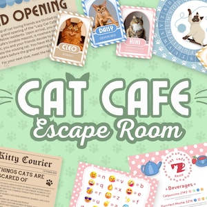 Cat Cafe Escape Room, The Lazy Cat Cafe Escape Room, Pet Escape Room for Kids, Escape Printable for Kids, Instant Download Escape Room