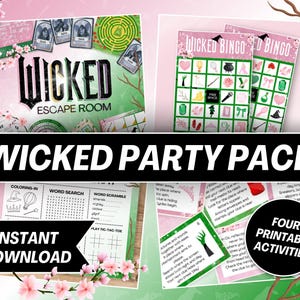 Wicked Party Pack: Escape Room, Bingo, Scavenger Hunt, Placemat (PDF Downloadable Activities for Kids)