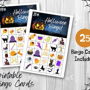 Halloween Bingo, 25 Bingokarten, druckbares Spiel, Halloween Party Spiel, Halloween-Aktivität für Kinder, festliche Party Idee, lustige Familienspiele