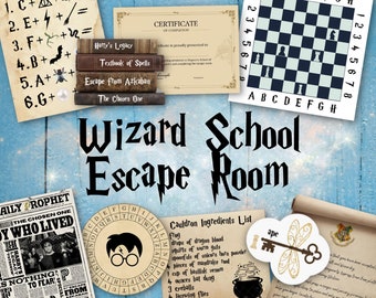 Wizard School Escape room juego, Escape imprimible para niños, Wizard Theme Escape Room para niños, Descarga instantánea Escape Room