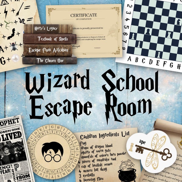 Wizard School Escape room juego, Escape imprimible para niños, Wizard Theme Escape Room para niños, Descarga instantánea Escape Room