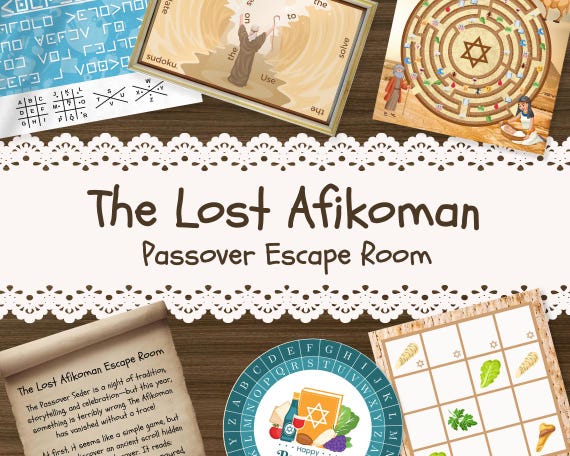Lost Afikoman Escape Room Game – Passover Seder Activity, Printable PDF, Kids & Family, Instant Download