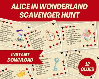 Alice in Wonderland Scavenger Hunt: Birthday Party Game (Digital Download)