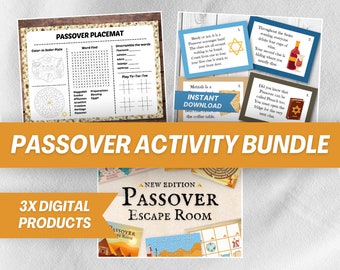 Passover Activity Bundle, Passover Escape Room, Passover Treasure Hunt, Passover Placemat, Pesach Activity Placemats, Pesach Escape Game