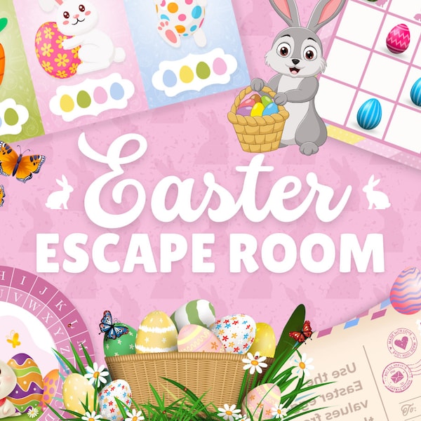 2024 Easter Escape Room Kit, Find the Easter Bunny, Easter Activities for Kids, Instant Download Escape Room