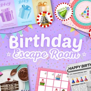Birthday Escape Room, Escape Printable for Kids, Birthday Party Escape Game, Birthday Party Gift, Instant Download Escape Room