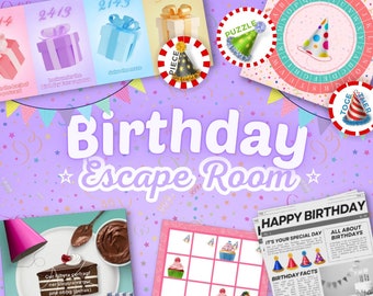 Birthday Escape Room, Escape Printable for Kids, Birthday Party Escape Game, Birthday Party Gift, Instant Download Escape Room