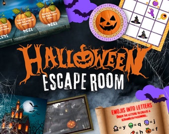 Haunted House Halloween Escape Room Game, Spooky Puzzle (Instant Download)