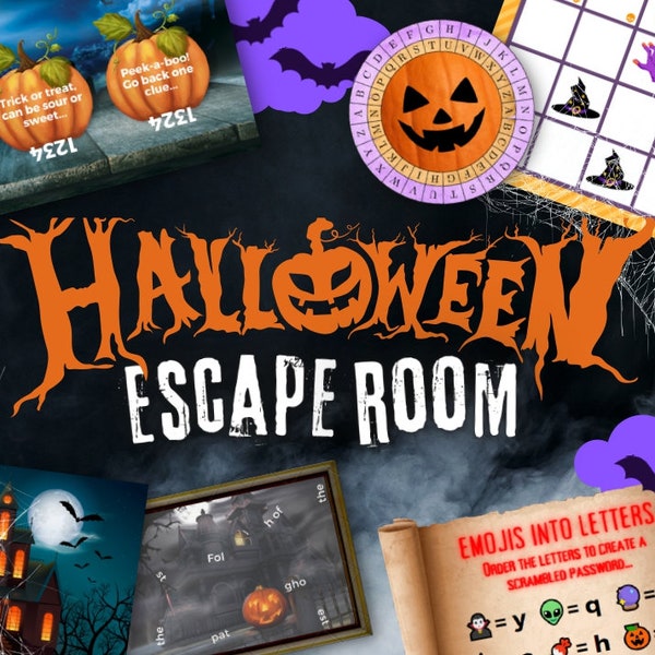 Flucht aus dem Spukhaus, Halloween Escape Room, Halloween Printable Game Kit, Sofortiger Download Escape Room, Süßes oder Saures Escape Room