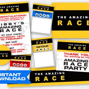 The Amazing Race Birthday Party Kit, Bottle Wrappers, Birthday Bundle, Amazing Race Equipment, Birthday Party Games