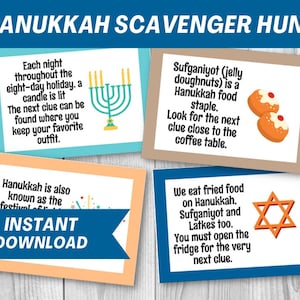 Hanukkah Scavenger Hunt, Chanukah Game, Fun Hanukah Activity, Jewish Holiday, Activities for Kids, Scavenger Hunt, Festive Scavenger Hunt