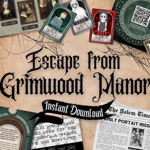 Grimwood Manor Halloween Escape Room - Haunted House Mystery Puzzle (Instant PDF Download)