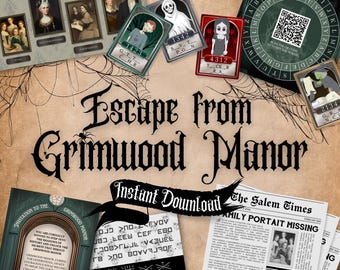Halloween Escape Room Printable, Grimwood Manor Mystery (PDF Download)
