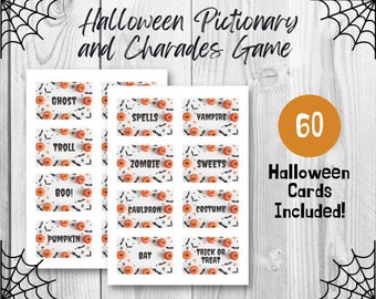 Printable Halloween Charades and Pictionary, Drawing Game for Halloween, Halloween Activity, Halloween Party, Instant Download, Digital File