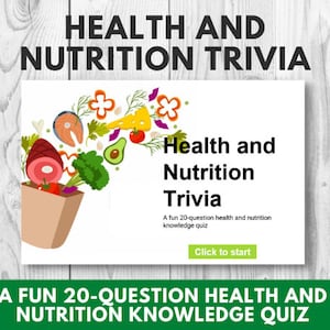 Quiz sur la santé et la nutrition - Téléchargement instantané, jeu numérique, quiz sur la nutrition, quiz dans les pubs, quiz pour les enseignants, quiz sur la santé, soirée jeux, quiz