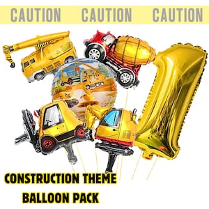 Construction Truck Balloons Pack Kids Birthday Party 6pcs