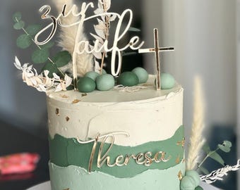 Cake topper set for baptism, communion, confirmation, and other religious celebrations.