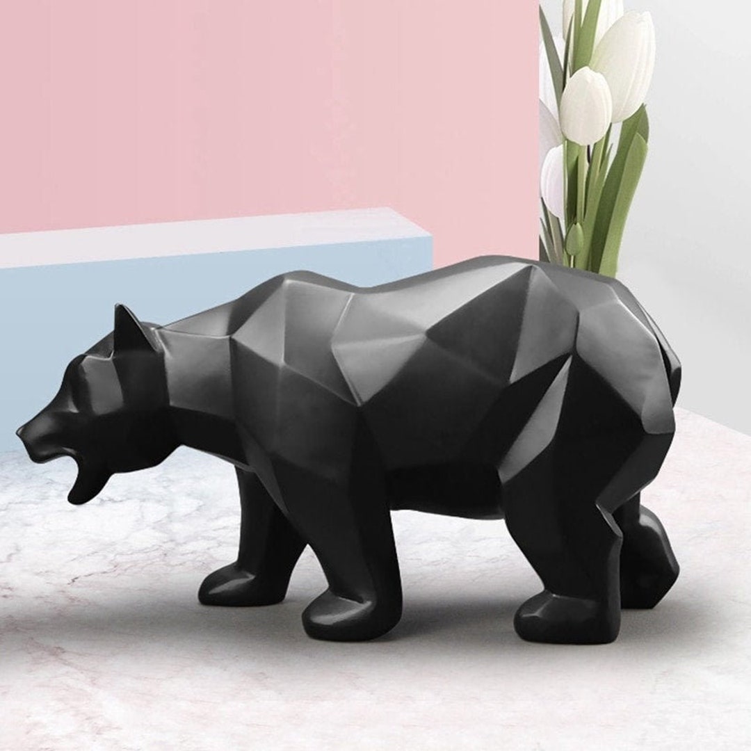 Grizzly Bear Sculpture Nordic Bear Statue Resin Home Decoration