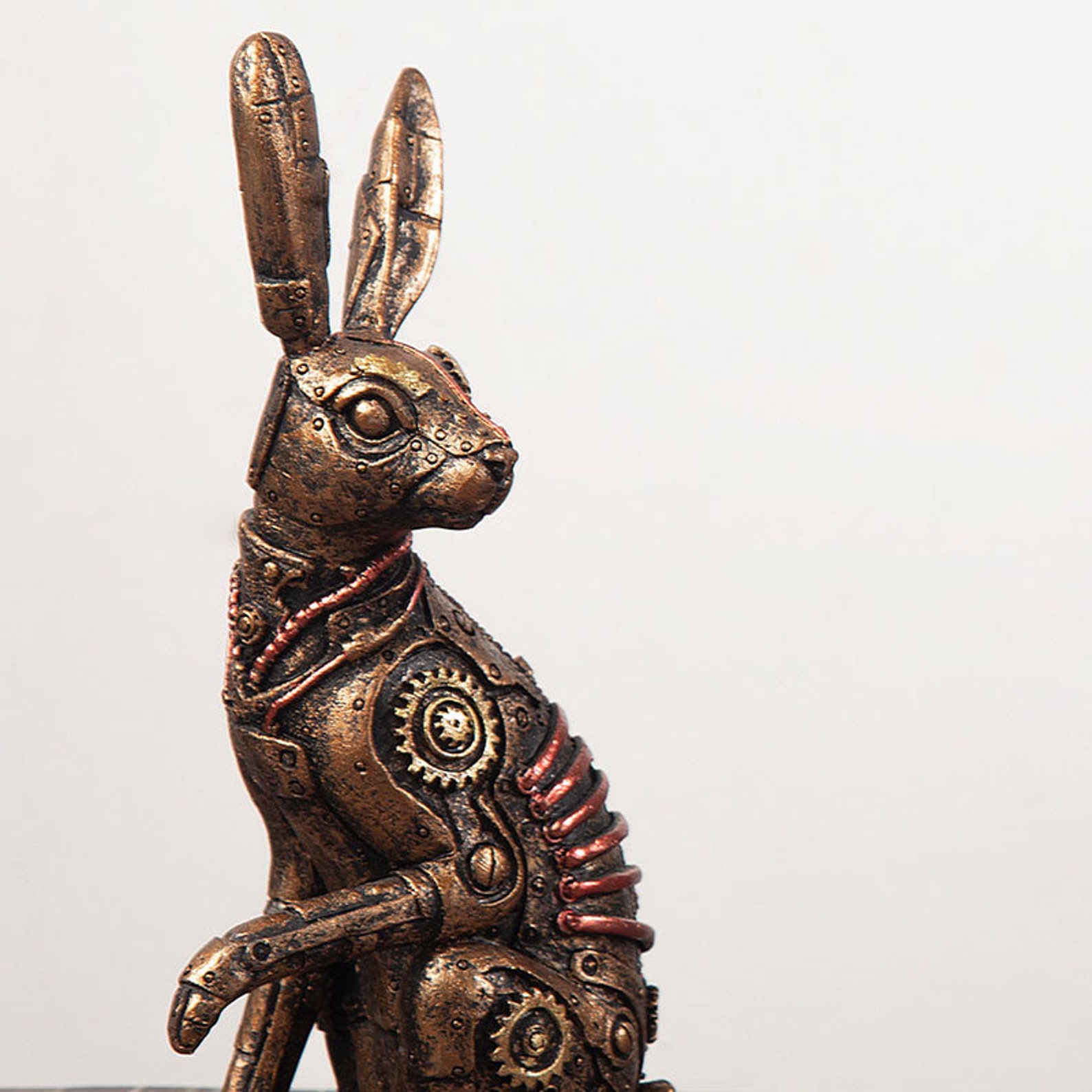 Steampunk Resin Rabbit Statues Metal Animal Figurines Steam Punk ...
