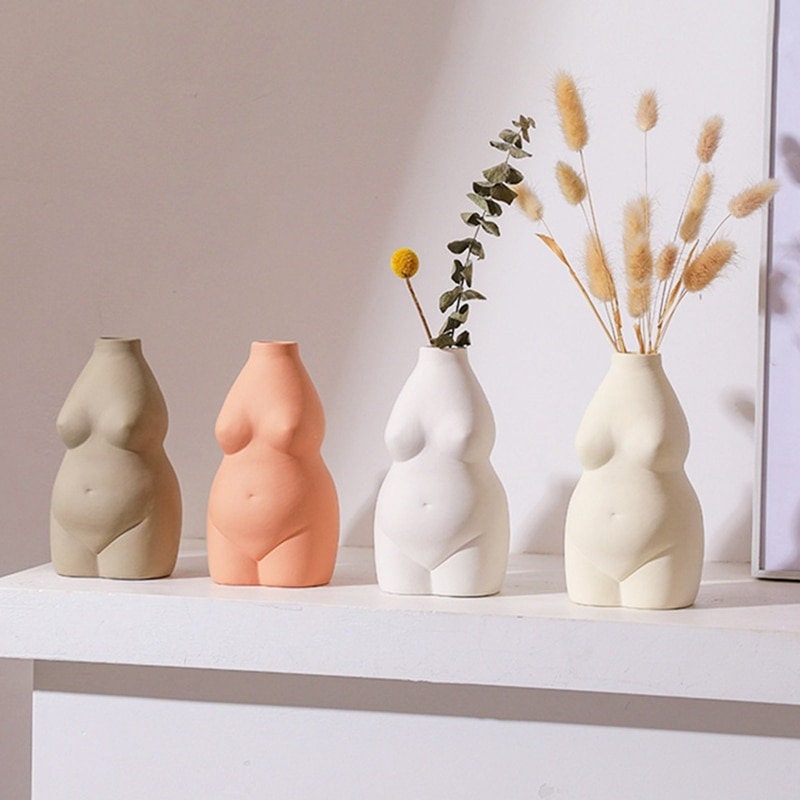 Nude Pregnant Female Sculpture Flower Vase Body Art Ceramic Etsy