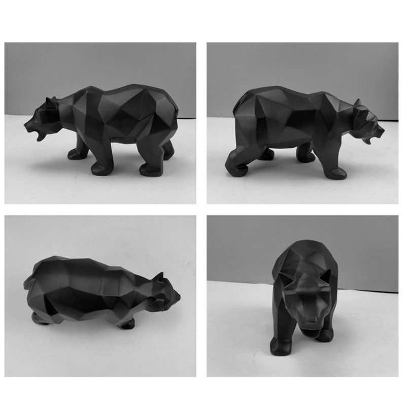 Grizzly Bear Sculpture Nordic Bear Statue Resin Home Decoration Geometric Animal Bear Ornament