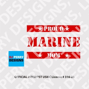 Proud Marine Mom Vinyl Decal • Military Support Sticker • Patriotic Car Window Decal • Full Color • Custom Sizes • USMC Inspired