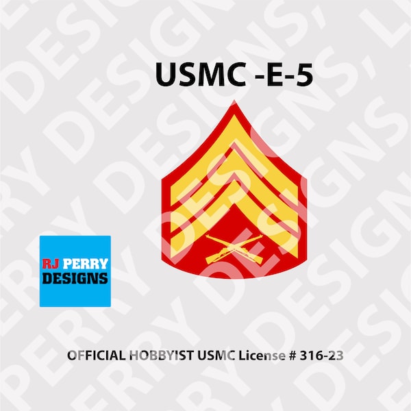 US Marine Corps | E-5 Rank | Vinyl Sticker | Official Hobbyist USMC License | Full Color | Multiple Sizes