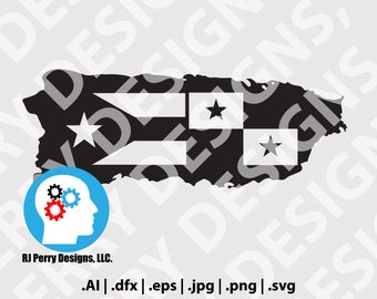 Puerto Rico - Panamá / Mapa de la Bandera / Boricua / svg / eps / png / ai / Archivos de corte digital